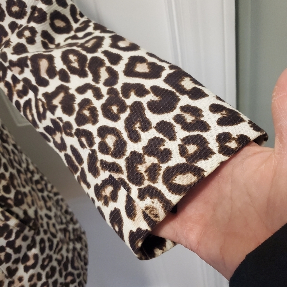 H&M Brown Leopard Print Lightweight Outer Coat Size 6, Business Casual - Picture 10 of 12